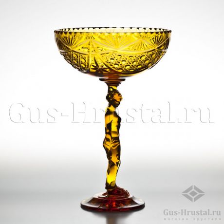 Ваза для печенья ЯНТАРНАЯ - 191343 Гусевской Хрустальный завод - Хрустальная ваза для конфет и печенья из янтарного хрусталя. Ваза для печенья Янтарная 100522 Гусевской Хрустальный завод