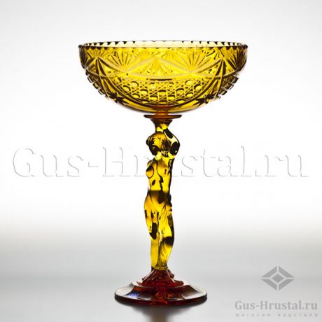 Ваза для печенья ЯНТАРНАЯ - 191343 Гусевской Хрустальный завод - Хрустальная ваза для конфет и печенья из янтарного хрусталя. Ваза для печенья Янтарная 100522 Гусевской Хрустальный завод