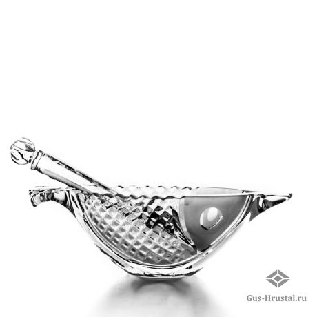 Икорница с ложкой РЫБКА (средняя) - c651-2 Икорница РЫБКА средняя Дятьковский хрустальный завод - Икорница хрустальная, ложка хрустальная Икорница с ложкой Рыбка (средняя) 291002 Дятьковский хрустальный завод